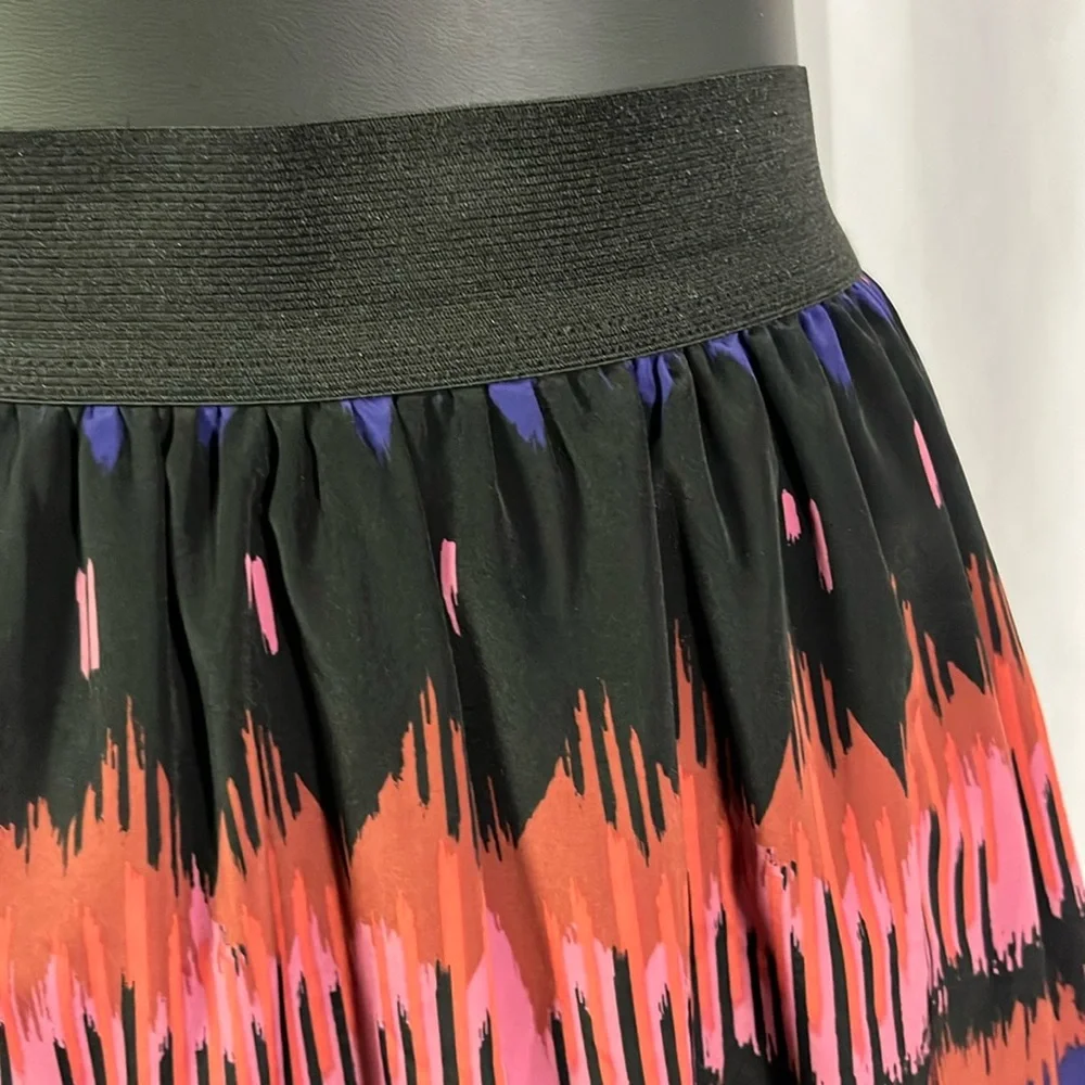 LC Lauren Conrad Pink Purple & Black Printed Tiered Hem High Waisted Mini Skirt